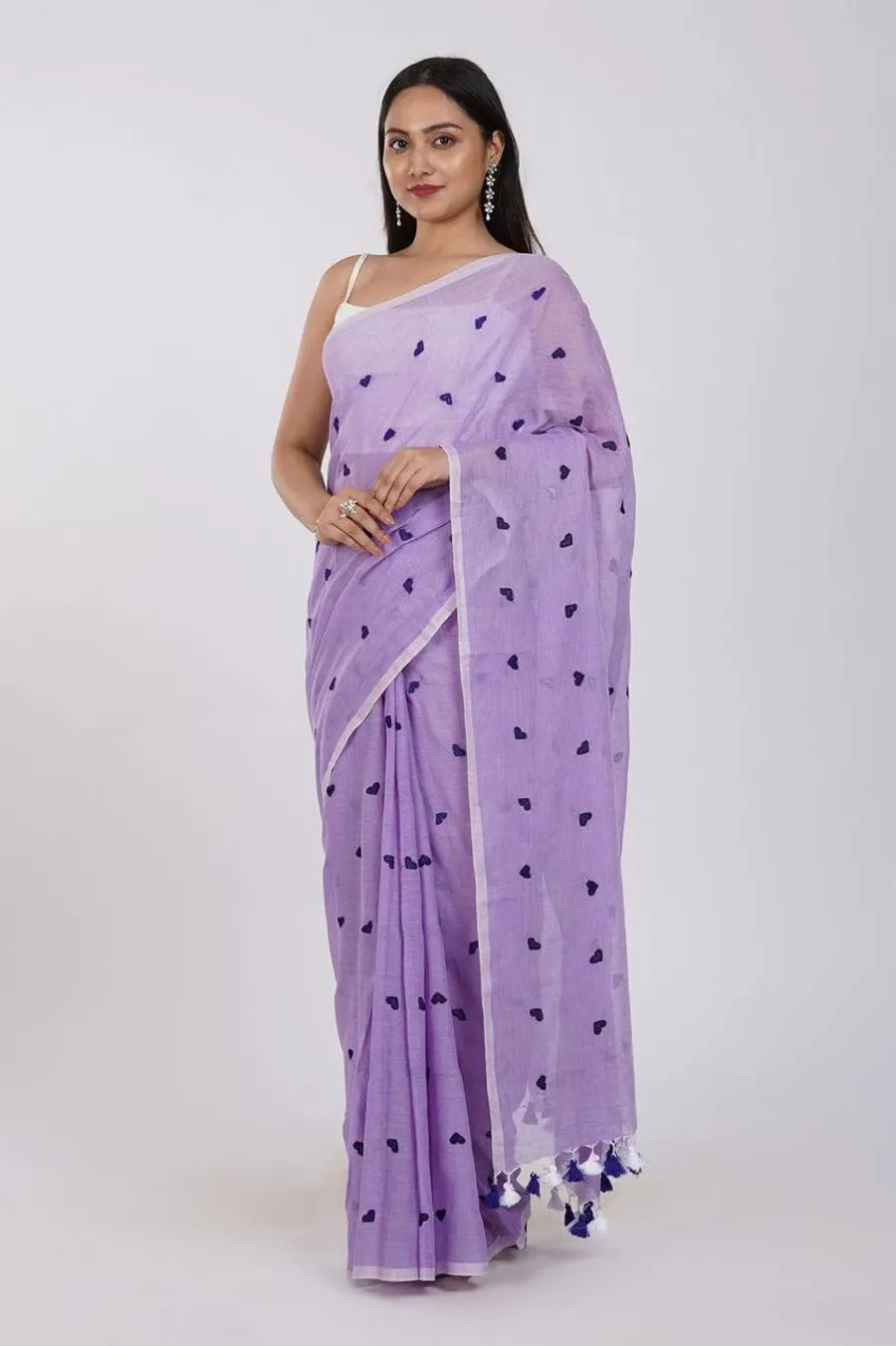 Womens Relax Fit Cotton Blend Soft Khadi Handloom Office Wear Saree With Unstitched Blouse